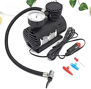 Kirti Shopping Portable Air Compressor Air Pump Tyre Inflator for All Vehicle Tyre Car Bike Bicycle 12V DC 300 PSI - Black