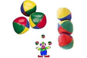 The Home Fusion Company Set Of 3 Traditional Juggling Balls Multi Coloured Clown & Circus Style