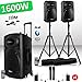 Produktbild Aktives System Verstärker Akku 1600 W PORT15 VHF Karaoke Musiker DJ USB Bluetooth Mobile + Füße