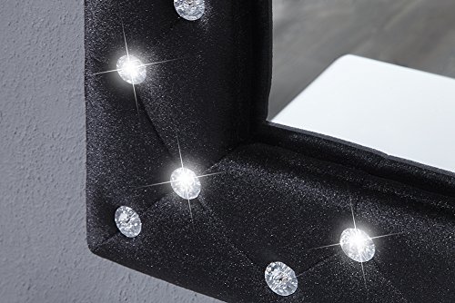 Großer Wandspiegel BOUTIQUE 80×60 schwarz edler Samtstoff mit Strassknöpfen - 9