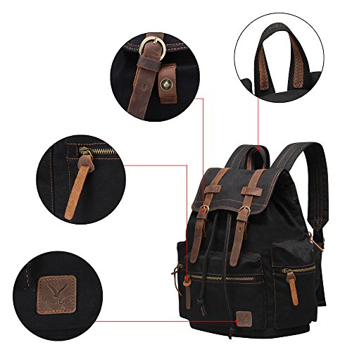 Veevan Herren Damen Vintage Canvas Rücksack Retro Schulrucksack Daypacks - 7