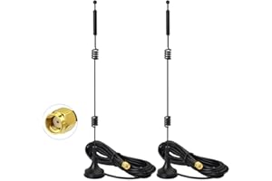 Bingfu Antenna WiFi 2,4GHz 5GHz Bibanda 9dBi MIMO Maschio RP-SMA Omnidirezionale con Base Magnetica Cavo Prolunga 3 m per Router WiFi Telecamera IP Sicurezza Schede Madre Adattatore USB, 2 pacchi