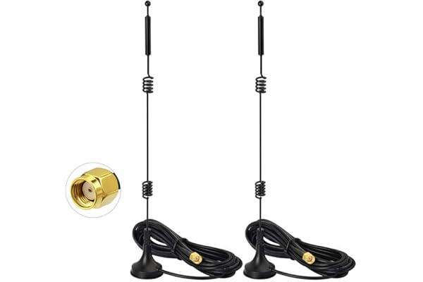 Bingfu Antenne WiFi 9 dBi MIMO RP-SMA Bi-Bande 2.4GHz 5.8GHz Filaire Omnidirectionnelle pour TP-Link ASUS D-Link Fenvi Amplificateur Routeur Caméra WiFi Carte PCIE Réseau sans Fil
