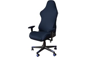 LIFEDX Pokrowce na krzesła gamingowe, 4 sztuki, pokrowce na krzesła obrotowe, z podłokietnikami/oparciem krzesła, rozciągliwe pokrowce na krzesła do gier, styl wyścigowy, bez krzesła, granatowe