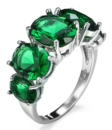La Vogue Bisutería Anillo Mujer Elegante Retro para Cóctel Verde Siz