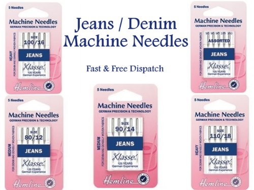 Hemline Klasse Jeans Sewing Machine Needles H103.99 Heavy Assorted Pack Pack of 2 (10 Pins)