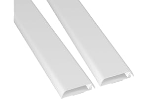 D-Line Canalina, Copricavi per parete, Cavo TV ordinato, Verniciabile, Autoadesivo, Design monopezzo incernierato - 2 x 60 mm (P) x 15 mm (A) per 40cm (L) - Bianco