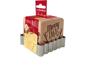 SCRAPCOOKING SCRAP COOKING 5138 Tampon Pâtisserie en Bois à Motifs de Noël-avec 1 Découpoir Emporte-Pièce Biscuit & Cube Xmas avec 5 Faces Gravées en Relief-Moule Décoration