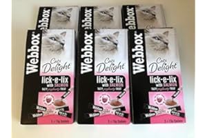 Webbox Lick-e-Lix Salmon With Omega 3 & 6 Yoghurty Cat Treats 5 x 15g (PACK OF 6)