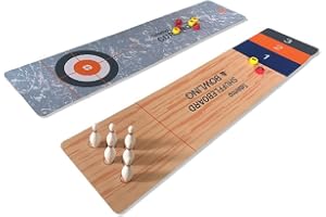 Sarini 3 i 1 Bordsskiva Shuffleboard Curling Game Bowling Set, Portabel Bordsskiva Set, Mini Bordsspel Hopfällbart familjespel För Hemma Skolresor