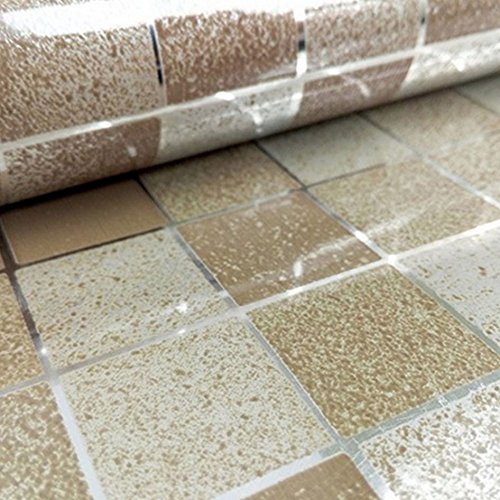 DooXoo 45?x 200?cm K¨¹chentapete, PVC, Aluminium, Folie, selbstklebend, Mosaik, PVC, braun, M - 5