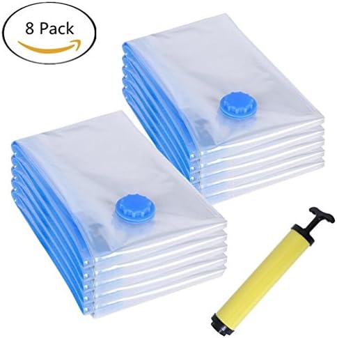 Set of 8 Vacuum Storage Bag Space Saving Bag Storage Bags with Pump for Clothing, Duvets, Pillows