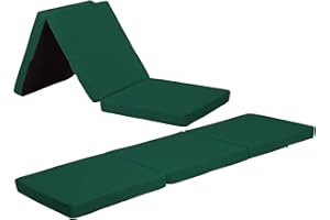 Crescent Textile 100% Waterproof Z Bed Fold Out Mattress Adult Footstool & Great for Sleepover Foldable Mattress Bed for Indoor, Outdoor, Bedroom, Playroom Soft & Comfy Plain Futon Set (Green)