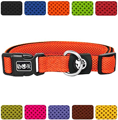 DDOXX Airmesh Dog Collar - Strong and Adjustable Collars Dogs - M (Orange)