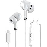 Kratos Tune V5 C Type Earphones Wired, 13mm Bass Drivers Earphone, Inline Control Type c Headphones with Mic, Sweat Resistant, Comfort Fit Type c Earphone with Volume Control,Metallic c pin Earphones