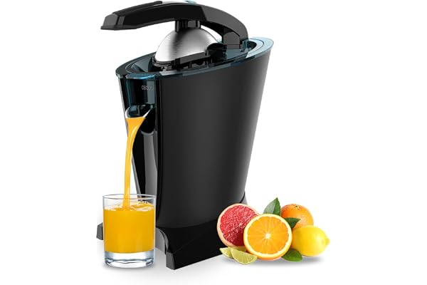 Cecotec Presse-agrumes électrique à bras EssentialVita Hyden 600 600 W, filtre en acier inoxydable, 2 cônes amovibles, levier de pression, système anti-goutte, compatible lave-vaisselle