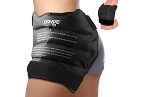 NEWGO Hip Ice Pack Wrap Reusable Hot Cold Therapy Gel Ice Pack for Hip Bursitis, Hip Replacement Surgery, Hip Flexor Pain, Swelling, Sports Injuries, Hip Pain (Black)