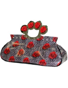 Too Fast Brand Handtasche ROSES & LEOPARD KNUCKS BAG black