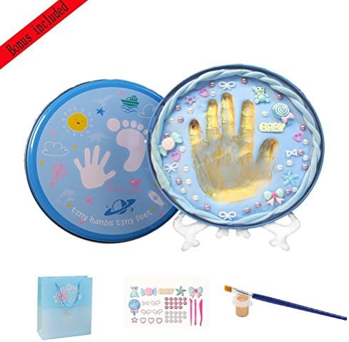 Baby Handprint Kit-Unique Shower Gifts with Non Toxic Clay, Memorable keepsake/Nursery Kit for New Baby/Parents,Perfect for Nursery room,Bedroom,Living room (ROUND)