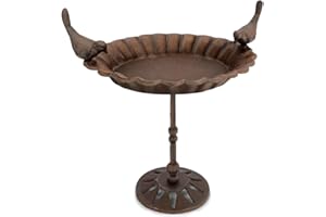 wildlife home Abreuvoir pour oiseaux debout - 41 cm de haut - Avec pied - Pour jardin, balcon - Résistant au gel - En fonte - Pour oiseaux sauvages