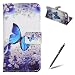 Produktbild Samsung Galaxy A3/A3 2015 Hülle,Feeltech Leder tasche mit (Frei Stylus Stift) Elegant Luxus Flip PU Leder Schlank Brieftasche Schutz Kasten Kartenfach Stand funktion Magnet Closure und Shockproof Karten-Schlitze Inhaber-Geld-Beutel Buch-Design for Samsung Galaxy A3/A3 2015 - Blauer Schmetterling