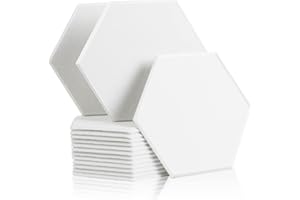 Rdutuok 12 Stück Akustik Panel,30x26x1cm Hexagon Akustik Absorber Schallschutzplatten Akustikpaneele Wand für Tonstudio, Büro,Studio und Wanddekoration（Weiß）