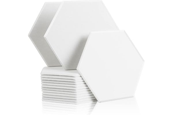 Rdutuok 12 Pièces Panneaux Acoustiques Hexagonal- 30 x 26 x 1 cm Mousses Acoustiques - Pour Studio d'enregistrement, Bureau, Studio et Décoration Murale (Blanc)