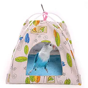 QBLEEV Bird Nest Hut Hammock,Parrot Tent House Bed Habitat Hideaway Reversible Cushion Mat Placed onto The Birdcage by a Metal Clasp,Fit for Budgerigar Parakeet Macaw Amazon Cockatoo Lovebird
