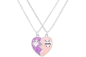 MenYiYDS 2 Stück BFF Halsketten Freundschaftskette magnetisch Panda Schmuck Anhänger Beste Freunde Mädchen Halskette für Mädchen Geburtstagsgeschenke Anhänger Kette Geschenke (Pink und lila)