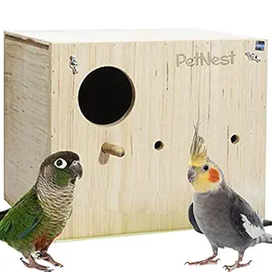 PetNest? Breeding Box Bird Nest with Perch for Cockatiel Bird Standard (Horizontle)