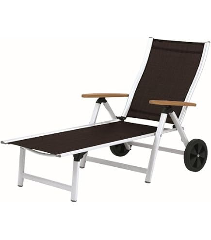 Sun Gartenliege Aus Alu & Textil-Gewebe - Mit Holz-Armlehnen & Verstellbar