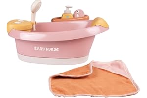 Smoby - Baby Nurse - Baignoire Balnéo - pour Poupons Jusqu'à 42 cms - Module Electronique - Jets d'eau, Bulles, Lumières LED - Nombreux Accessoires - Fonctions de Jeux - A Partir de 3 Ans