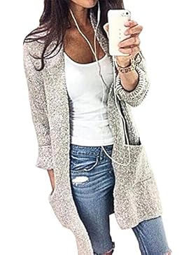 LANOMI Damen Herbst Strickjacke Herbstjacke Übergangsjacke Cardigan Lang Strickmantel Langarmshirt Offener V-Ausschnitt...