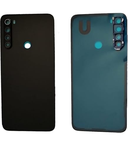 Batterieabdeckung + Linse Mit Rahmen Für Xiaomi Redmi Note 8 Pro – Schwarze Glas-Rückseite, Inkl. Doppelseitigem Klebeband – Ersatzteil