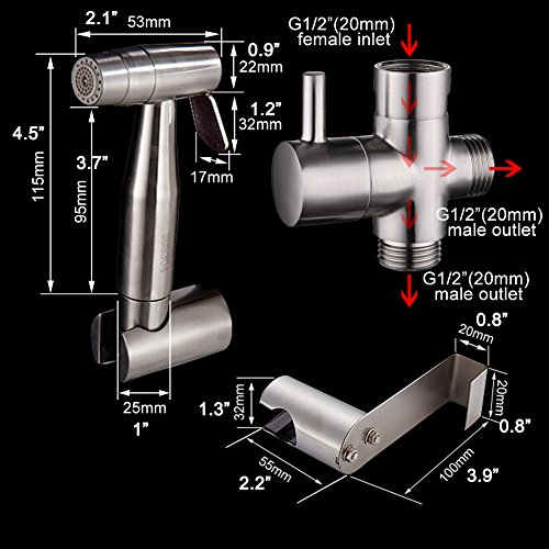 CIENCIA Bidet-Handbrause für Toilette Sprayer Premium Edelstahl Sprüher Shattaf Komplett Bidet Set für WC(WS024AF) - 4