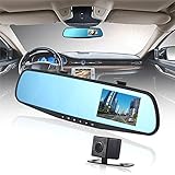 EASY TO STARTED ---- Auto-aktiviert, um die Aufnahme zu starten, wenn eingeschaltet. Einfach über Ihren vorhandenen Rückspiegel passen und das Kabel in der Kabine Ihres Fahrzeugs installieren und in den Autoladeanschluss einstecken.