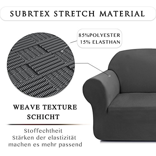 Subrtex 2-Sitzer Sofabezug Sofahusse Stretchhusse Sofaüberwurf Couchhusse Spannbezug (2-Sitzer Sofa, Grau) - 4