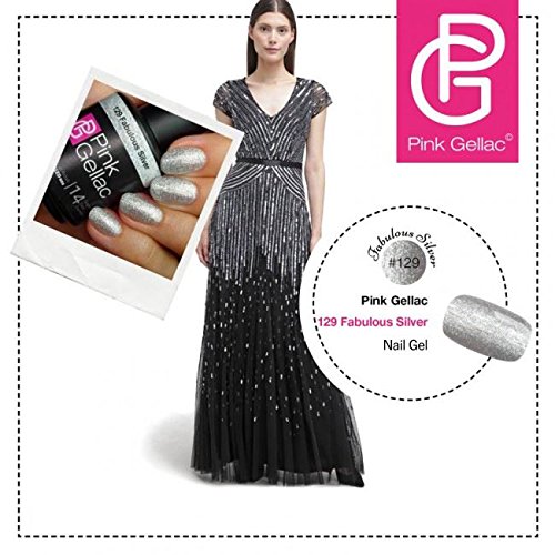 Pink Gellac Gel-Nagellack, Farbe 129 Fabulous Silver, UV-/LED-härtend, 15 ml - 2