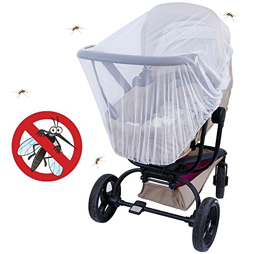 Lictin Insektenschutz für Kinderwagen, Mückennetz für Kinderwagen, Moskitonetz für Kinderwagen, Buggy, Schutz vor Moskito Insekt, reißfest und waschbar, Weiß, 57 inch - 2