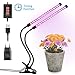 Produktbild Pflanzenlampe, MeeQee 12W Led Pflanzenlicht Doppelkopf Wachstumslampe mit Timing-Funktion, Rot und Blau Vollspektrum&Dimmbar 5 Lichtstärken, Ideal für Zimmerpflanzen Blumen und Gemüse