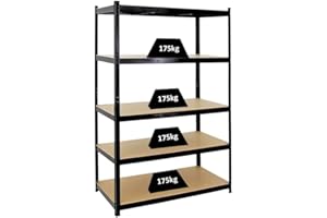 PROREGAL Étagère Robuste Taurus | HxLxP 180x120x60cm | Charge Totale 175kg | Noir | Étagère de Cave, Garage