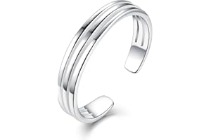 IMINI S925 Sterling Silver Rings Three Rows Adjustable Open Toe Ring Size M-Y Jewelry Gift