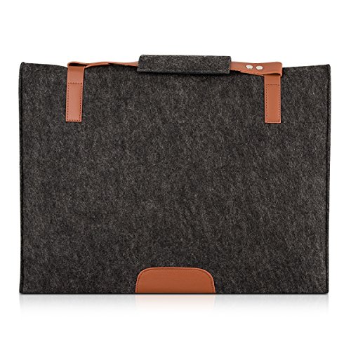 kwmobile Laptop Filz Schutzhülle für 15″ 15,6″ Laptop / Ultrabook – Notebook Tasche Schutzhülle Laptop Case Hülle mit Kunstleder in Dunkelgrau – z.B. geeignet für Apple, Samsung, Lenovo, Asus - 2