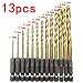 Produktbild Ouneed - 13 stücke Spiralbohrer HSS Holzbohrer-Set (1,5mm- 6,5mm) Extra Lange High-Speed Steel Zylinderschaft Spiralbohrer Set Werkzeug für Holz Kunststoff Und Aluminium