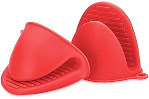 HUBEI Guanti da forno in silicone per uso istantaneo in pentola o in cucina come portautensili o portabottiglie I supporti per guanti possono essere usati quando si cucina su una griglia (rosso, 2pcs/set)