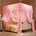 Produktbild YROYR Dreitürige Moskitonetze Stehendes Edelstahl Palace Princess Stil Quadratisches Top Plissee Widening Spitze, 180x220x200cm, Pink
