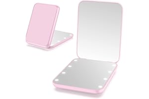 Giazee Compact Mirror, LED Travel Makeup Mirror with 1X/2X Magnification – Portable Lighted Pocket Mirror for Handbag & Purse, Small Illuminated Compact for Beauty & Touch-Ups