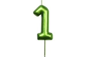DERVENTA Number Candle Green 2.36 inch Party Celebration Anniversary Decoration Perfect Birthday Brunch Dessert Cake Topper 1 Piece (Number 1 Green)