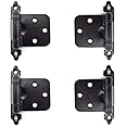 SDTC Tech 4-Pack Overlay Cabinet Door Hinges Matte Black Self-Closing Flush Cabinet Hinges with Mounting Screws - Face Mount