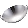 ECVV Stainless Steel Wok Pan Stir Fry Pan Deep Frying Wok Nonstick Frying Skillet with Double Handles Flat Bottom Wok Chinese Cooking Wok 30cm/11.81 inch